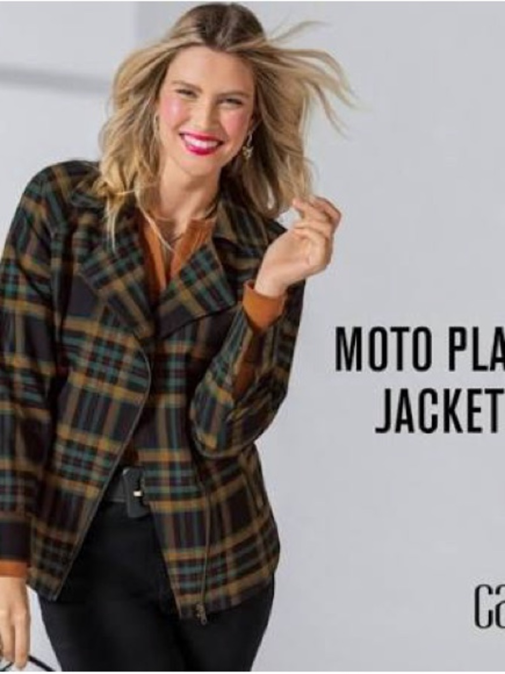 NWOT CAbi Moto Plaid Jacket